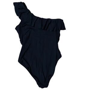 LaBlanca Black Ruffle One Shoulder Swim Suit Size 8